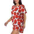 thumbnail image 2 of Naloa Hand Drawn Tomatoes Women's Short-Sleeved Pajama Set, Loungewear, Summer pajamas, Breathable Cozy - 3X-Large, 2 of 9