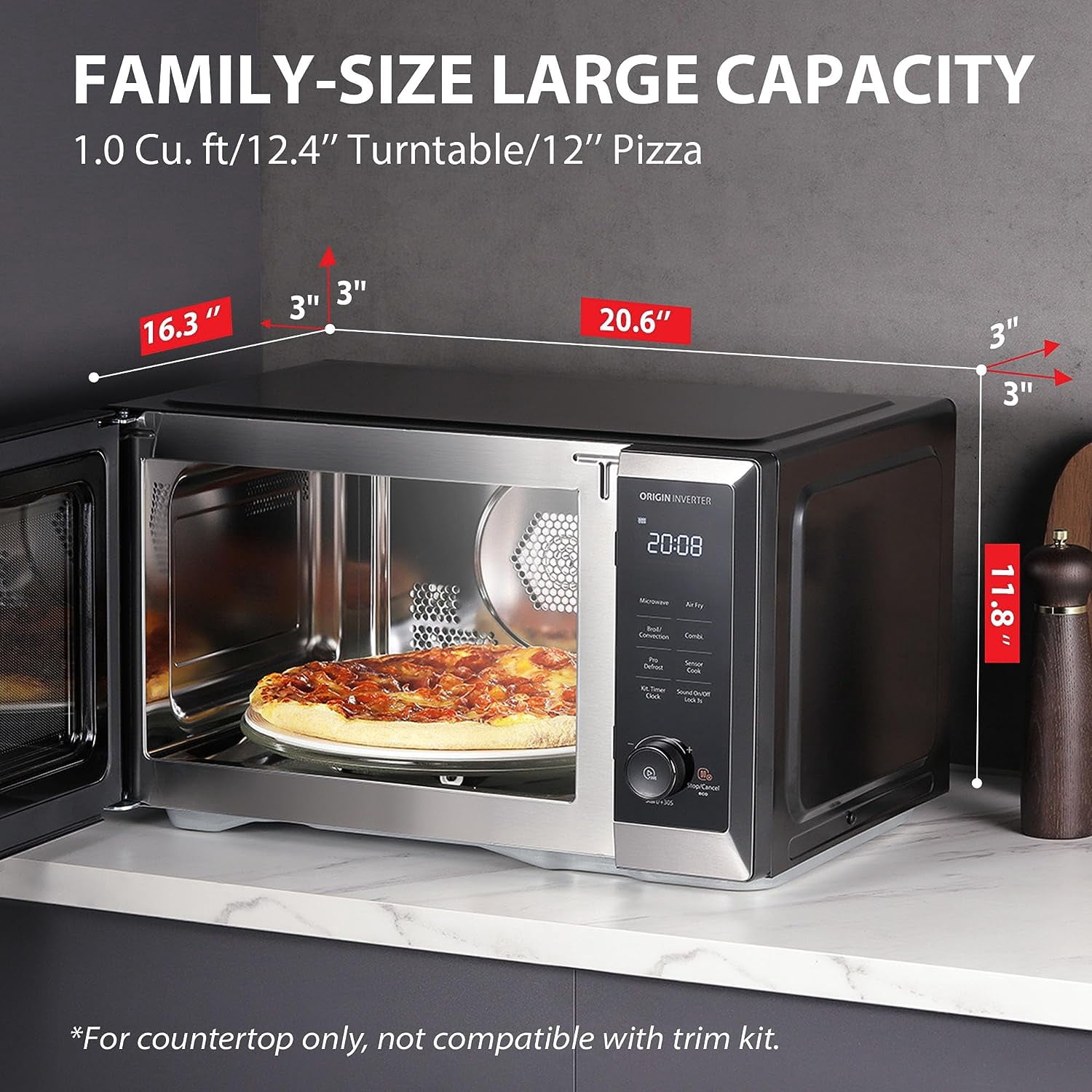 Restored Toshiba ML2-TC10SAIT-SS 1.0 cu. ft. 7-in-1 Countertop Microwave Oven Air Fryer Combo, 1000W, Stainless Steel (Refurbished)