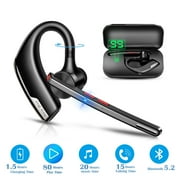 New Bee Bluetooth Headset V5.2 with 500mAh Charging Case,12H Talk Time,ENC Dual-Mic Noise Cancellation,Adjustable Fit,Dual-Device Connection,2 Charging Ways,Multi-System Compatible (PC/Phone/Driver)