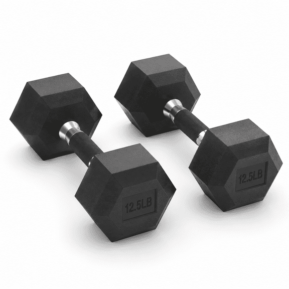Hex Dumbbell Set Of 2 Rubber Encased Fixed Dumbbells 2.5-65 Lb