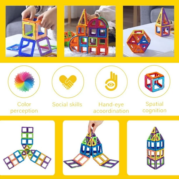 Jokooan Construction Magnétique Enfant 122 pcs, Jeux Aimants Jeux de  Construction Aimanté Montessori Jeux Educatif pour Les Enfants 4 Ans + :  : Jouets
