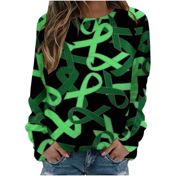 Herrnalise Womens Fashion Womens Sweatshirt Fashion Women's Casual Long Sleeve Round Neck Printed Ladies Sweatshirt Tops Blouse Fall clothes for Womens S