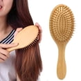 thumbnail image 2 of Rubber AirCushion Comb Natural Bamboo Reducing Scalp Pressure Handheld Erg--, 2 of 8