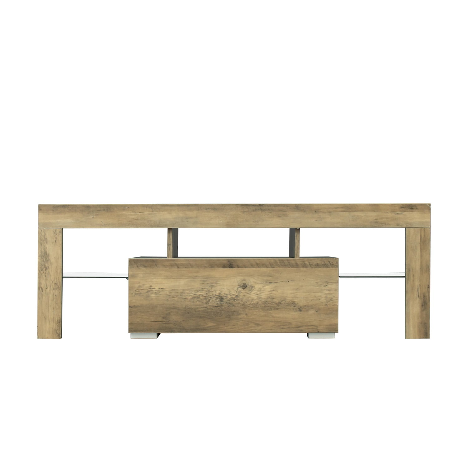 Kadyn TV Stand, Particle Board TV Cabinet Entertainment Center with LED RGB Lights and Storage, Grey Oak High Gloss TV Console Table for TVs up to 55"