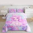 thumbnail image 2 of Homewish Cartoon Mermaid Princess Bedding Comforter Set,Ocean Animal Twin Comforter Sets,Blue Pink Bedding Set For Girls Kids,Breathable Home Decor Reversible,2-Piece, 2 of 8