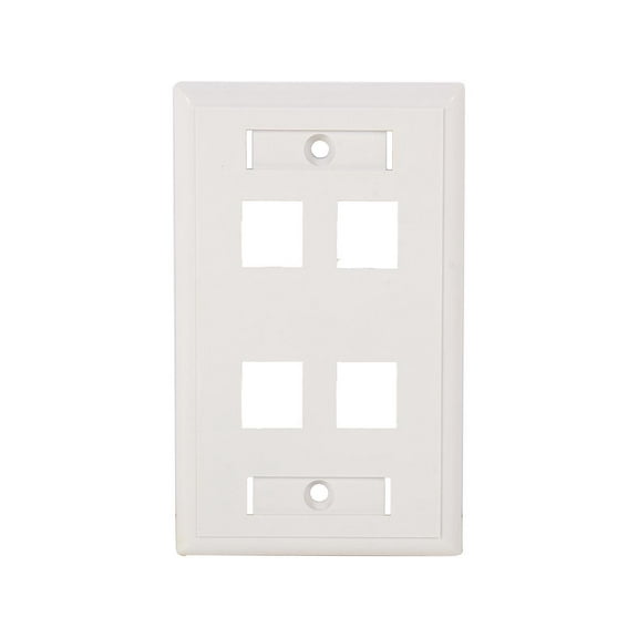 C2G 03413 Four Port Keystone Single Gang Wall Plate, White