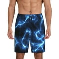 thumbnail image 1 of Balery Blue Lightning Pantalones cortos de pijama de punto de algodón para hombre con cinturilla y bolsillos-Large, 1 of 6