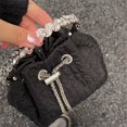 thumbnail image 2 of Women Bucket Bags Chains Rhinestone Drawstring Ladies Handbags Purse (Pink), 2 of 8