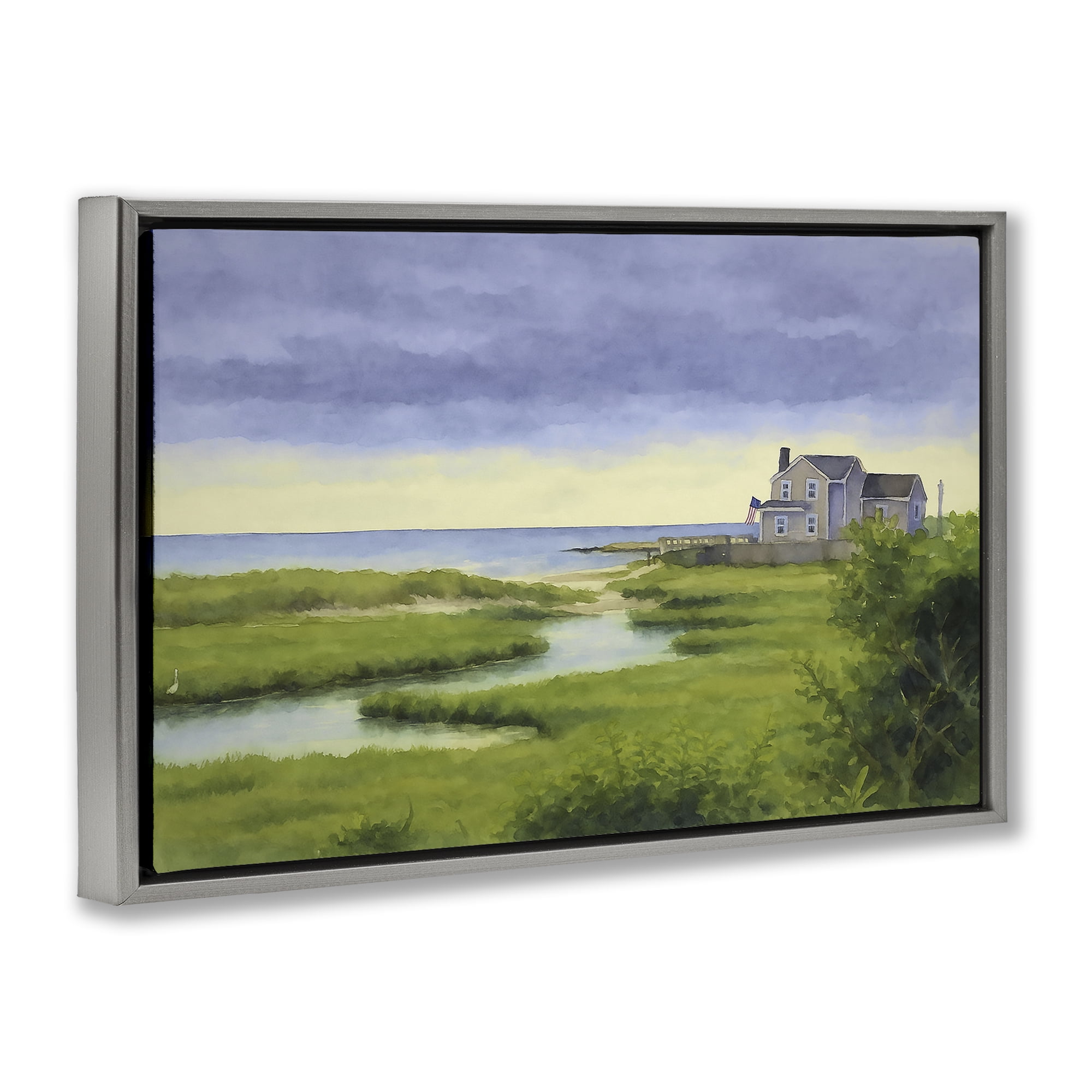 Stupell Industries Marshside Serenity on Cape Gray Framed Floater Canvas Wall Art, design by Grotto Studios