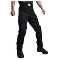thumbnail image 2 of Dwellite Men's Stretch Pants Cargo Pants Lightweight Casual Hiking Outdoor Work Trousers with Zipper Pockets Black L, 2 of 5