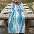 thumbnail image 4 of Blue Ombre Table Runner 72 Inches, Modern Moire Abstract Art Aesthetics Bed Runner Dresser Scarves Tabletop for Indoor Outdoor Parties/Ceremony/Banquet, 18" x 72", 4 of 8