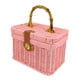 thumbnail image 4 of Cesta de almacenamiento tejida a mano con tapa organizadora con asa, diseño retro Rosa 235x16x16cm, 4 of 9