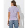 thumbnail image 4 of DARING DIVA Peter Pan Collar Cotton Short Sleeve Shirt M Purple, 4 of 6