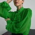 thumbnail image 2 of D&J Fashion Women's Chiffon Shirt Sheer Ruffle Blouse, 2 of 5