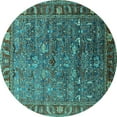 thumbnail image 1 of Ahgly Company Machine Washable Indoor Round Oriental Turquoise Blue Traditional Area Rugs, 3' Round, 1 of 4
