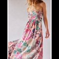 thumbnail image 4 of Vestido Maxi Floral para Mujer, Sin Mangas, Espalda Descubierta, Corte A, , Fluido, con Espalda Hueca y Tirantes Finos Rosa S, 4 of 8