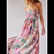 thumbnail image 4 of Vestido Maxi Floral para Mujer, Sin Mangas, Espalda Descubierta, Corte A, , Fluido, con Espalda Hueca y Tirantes Finos Rosa L, 4 of 8