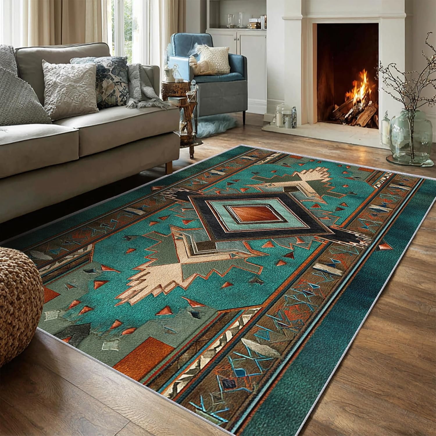 My Texas House Delaney Floral Indoor Washable 9 ft x 12 ft Area