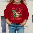 thumbnail image 2 of PMVFHDE Chandail de Noël Imprimé pour Filles, Chandail à Col Rond, Manches Longues, chandail Décontracté, Haut Doux et à la Mode pour les Vacances, Rouge, 8-9 Ans, 2 of 5