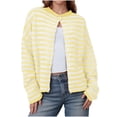 thumbnail image 2 of Button Down Long Sleeve Lightweight Crewneck Casual Knit Striped Cardigan, 2 of 7