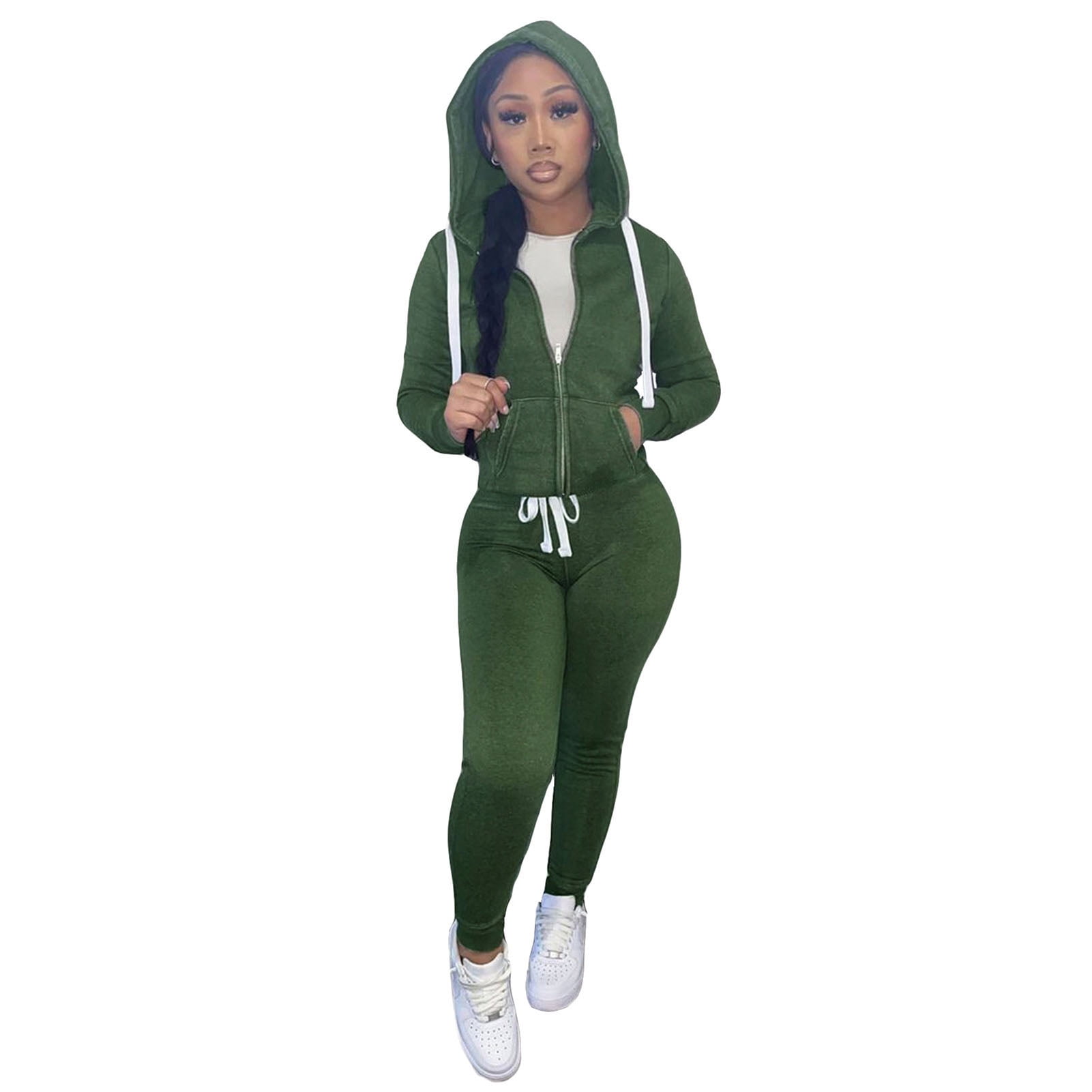 Women Casual Winter Outfit Tracksuit Hoodie Crop Top Sweatshirt Jogger Pant  Set | eBay