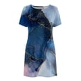 thumbnail image 5 of Women's Printed Summer Dress Short Sleeve Round Neck Casual Knee Length Dresses Dark Blue XL, 5 of 6