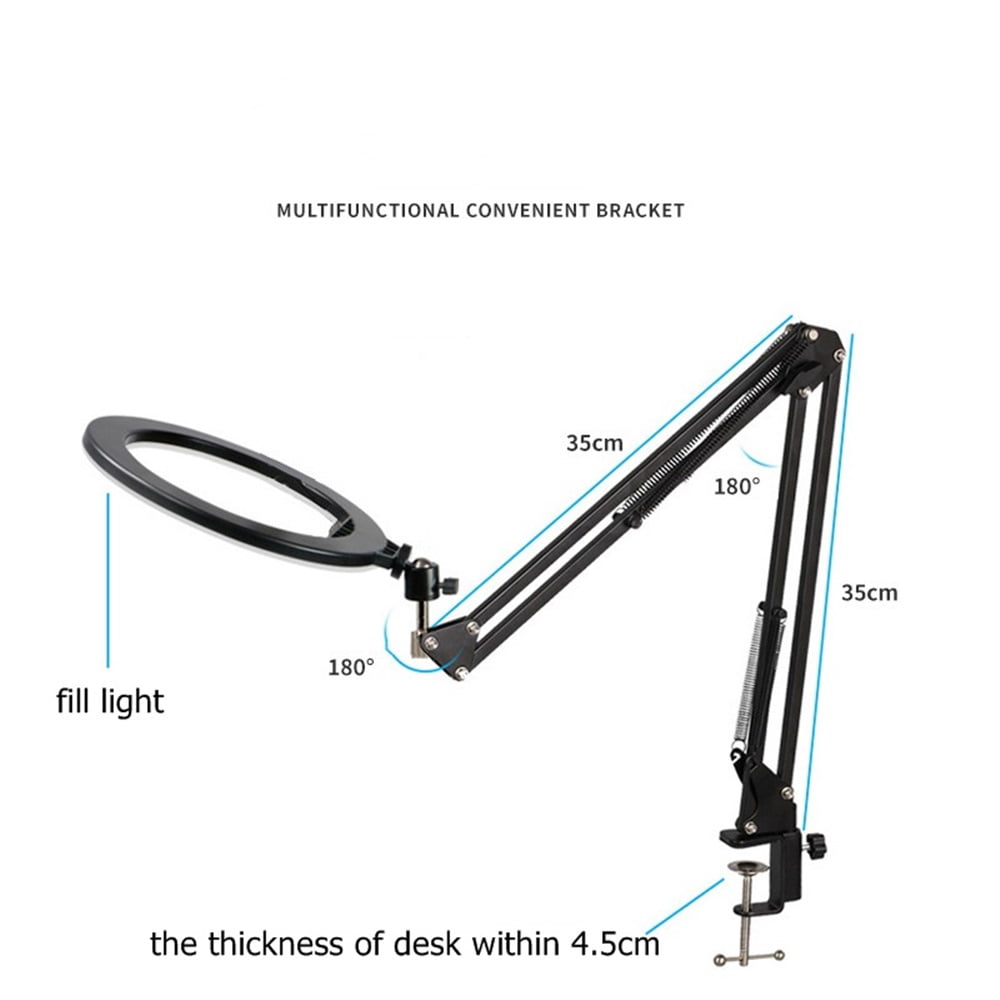 Ring Light and Phone Holder for Desk Phone Mount Arm Stand with Remote for Phone and Webcam Overhead Tripod for Viedo Recording Vlog YouTube TikTok Live Stream Cooking