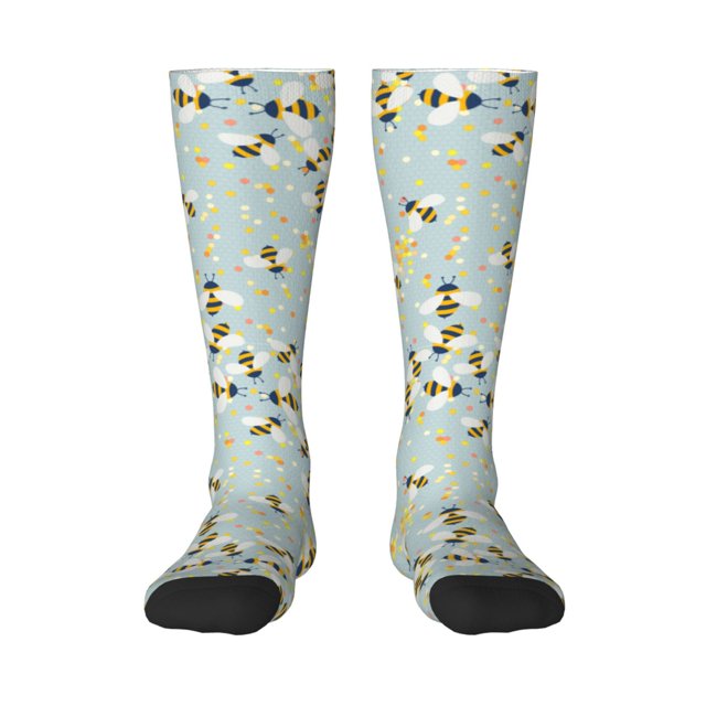 Fotbe Bees Calcetas Divertidas Estampadas para Hombre y Mujer, Calcetas de Algodón hasta la Rodilla para Caminar, Correr, Enfermería y Embarazo
