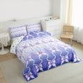 thumbnail image 3 of jejeloiu Kawaii Girls Bowtie Queen Comforter Set,Cartoon Cute Bow Bedding Sets,White Purple Bedding Comforter Set For Kids,Breathable Home Decor Reversible,3-Piece, 3 of 8