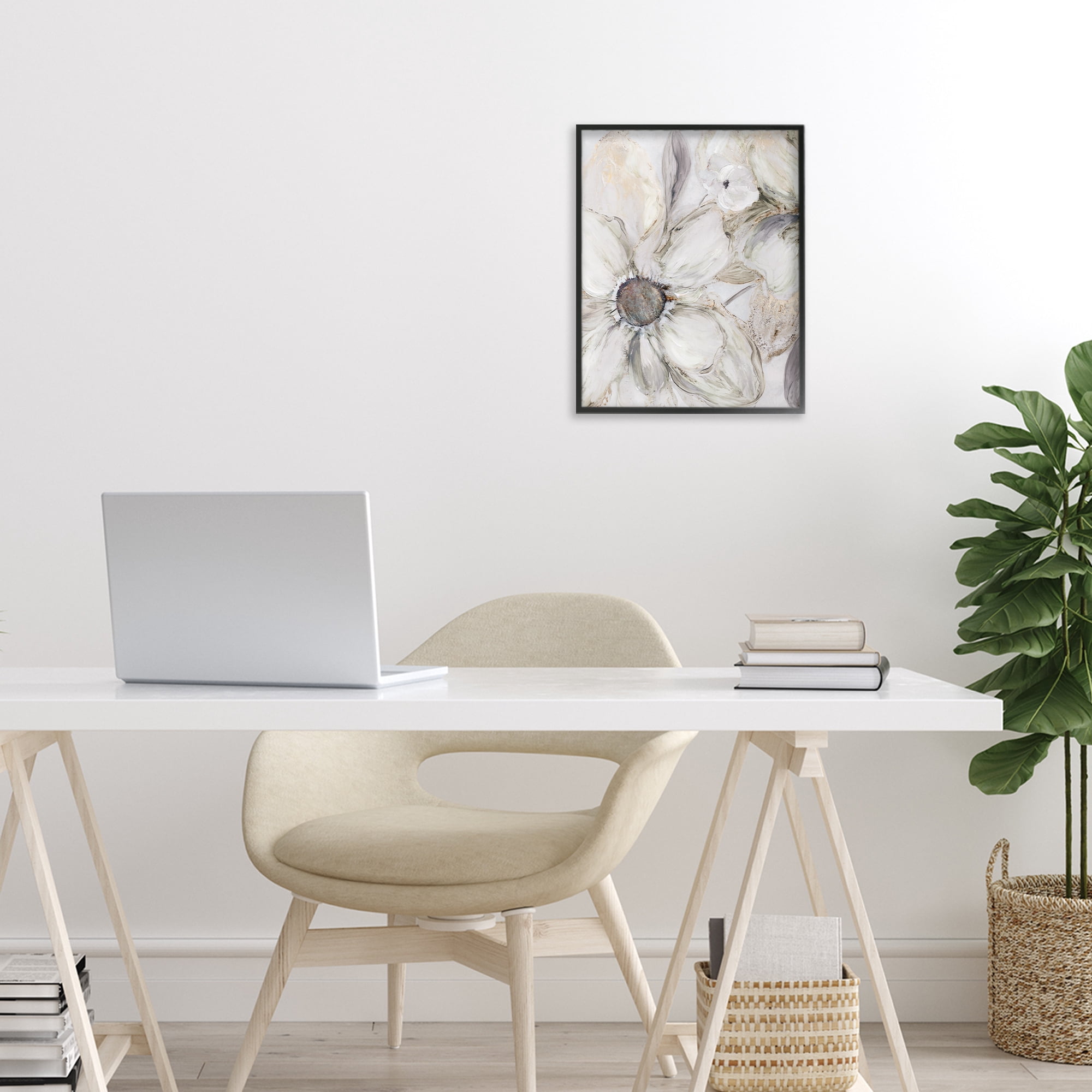 Stupell Industries Neutral Sandstone Blooms Black Framed Giclee Art, design by Carol Robinson