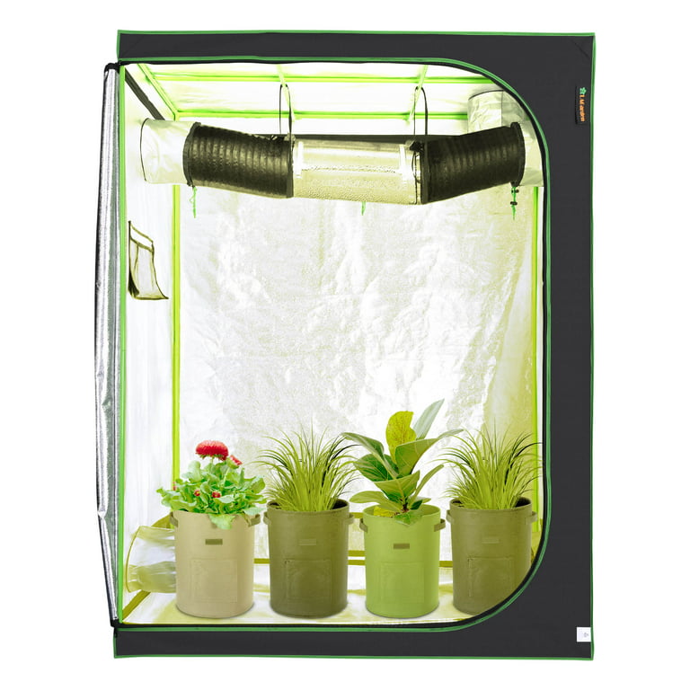 BloomGrow Hydroponics 32''x32''x63'' Indoor Grow Tent with Waterproof Floor  Tray + 1 Pair Grow Light Hanger + Digital Hygrometer Indoor Thermometer