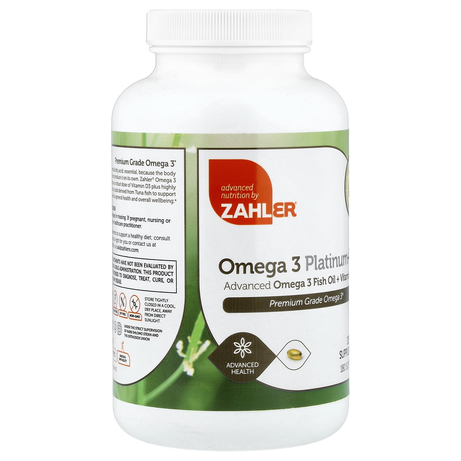 Zahler Omega 3 Platinum + D, 180 Softgels, Omega 3, Omega 3 Fish Oil, Omega & Fish Oil Omega 3 Dietary Supplement with Vitamin D