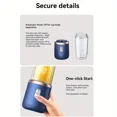 thumbnail image 2 of Wireless Rechargeable Portable Blender with 400ml Dual Cups, 6 Blades for Smoothies, Fruits & Vegetables, USB-C Charging, 1500mAh Battery, Food-Grade ABS, Non-Heating, Push Button Control – Compact, 2 of 6