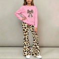 thumbnail image 4 of Amidoa Girls Sweatsuits 2pcs Sets Casual Fall Winter Clothes Cute Fleece Floral Print Sweatshirt and Slightly Flared Sweatpants Back to School Outfits Pink Size 11-12 Years, 4 of 7