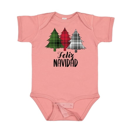 

Inktastic Feliz Navidad Plaid Trees Gift Baby Boy or Baby Girl Bodysuit