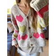 thumbnail image 6 of Women'S Love Floral Pattern Front Button Down Cardigan Fall Winter Casual Long Sleeve V-Neck Sweater for Women Gray S, 6 of 10
