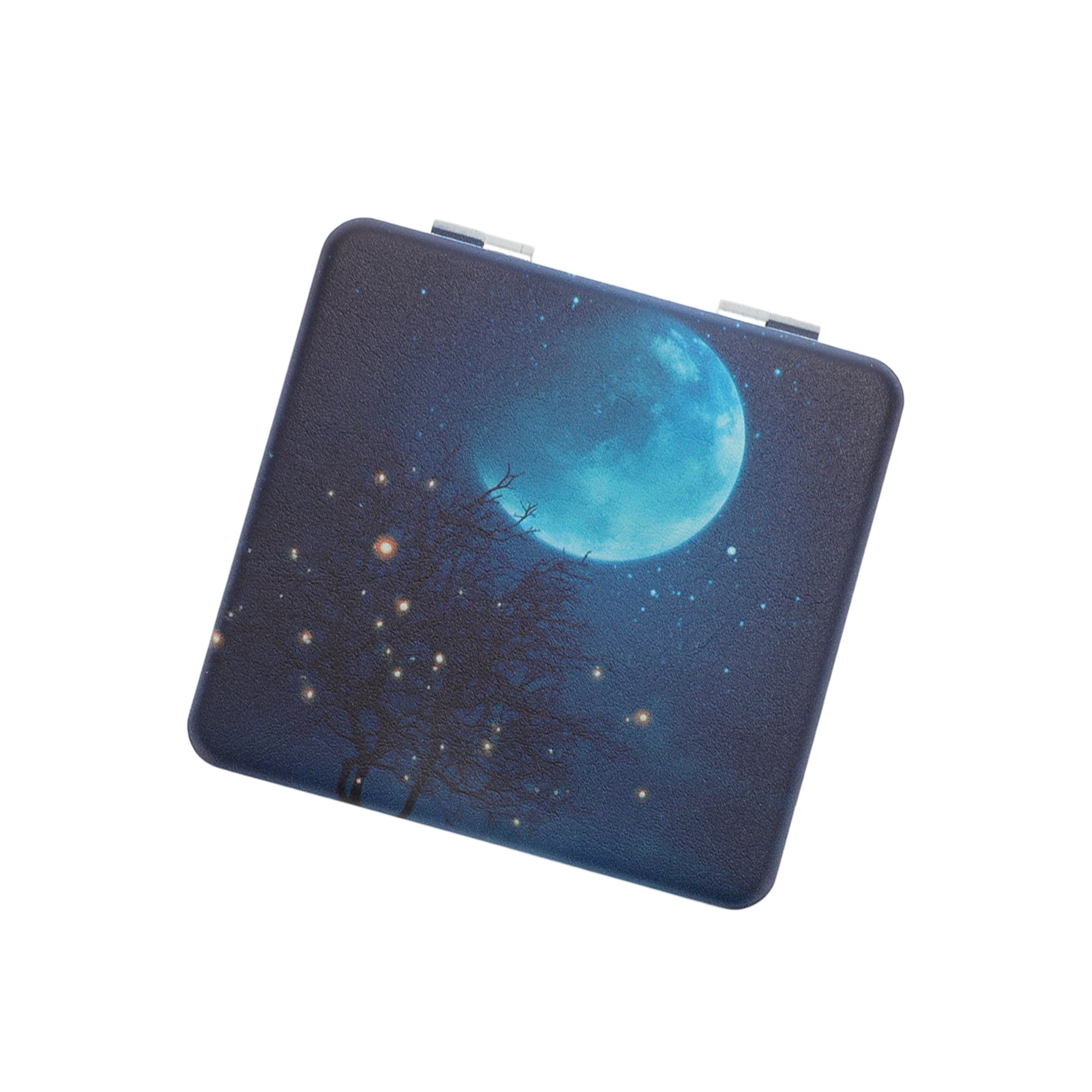 Unique Bargains 1 Pc Big Full Moon Makeup Mirror for Travel Vacation Navy Blue