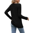 thumbnail image 5 of Fangasis Women T Shirt Square Neck Tunic Tops Long Sleeve Pullover Ladies Casual Blouse Loose Dailywear Tee Black XL, 5 of 6