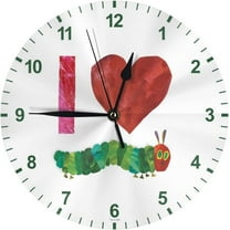 Round Wall Clock Non-Ticking Silent Battery Operated Clock 10 Inch, I Love The Very Hungry Caterpillar Home Decor for Living Room, Kitchen, Bedroom, and Office