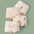 thumbnail image 2 of FINALGANG Girls 4 Pack Boyshorts With Cartoon Prints Kids Teen Breathable Comfortable Underwear With Bows For Casual Daily Wear Beige 9-10 Years, 2 of 3