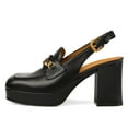 thumbnail image 2 of YDN Women Square Toe Chains Slingback Pumps Buckled Backstrap High Block Heels Outdoor Date Work Loafer Shoes Size 12 Black, 2 of 5