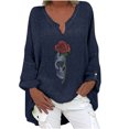 thumbnail image 1 of Moda Mujer Camiseta de manga larga Otoño Frente abierto Prendas de abrigo sueltas Impresión Blusa Abrigo Tops Pompotops FGAJ14535, 1 of 5