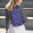 thumbnail image 5 of Lsque Blue Skull Flower Pattern Canvas Daypack, Durable Backpack, High-quality Versatile Backpack,Vintage Compact Backpack-Medium, 5 of 6