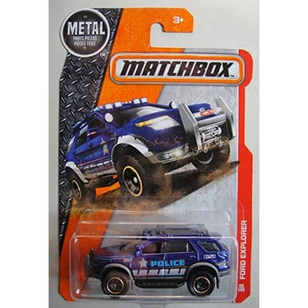 , 2016 Ford Explorer Police Car [Blue], 1:64 scaled die-cast SUV. By Matchbox From