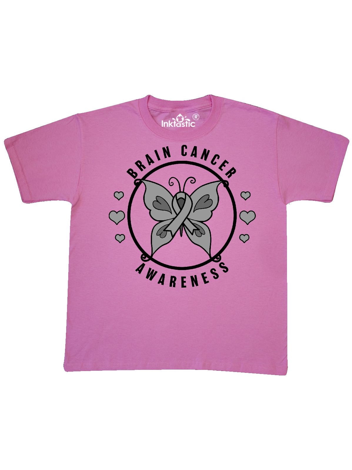 inktastic Brain Cancer Awareness with Grey Ribbon and Butterfly Baby T-Shirt