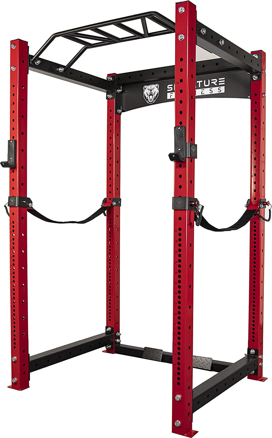 Other Optional Accessories Signature Fitness SF-3 1,500 Pound Capacity 3” x 3” Power Cage Squat Rack Black Includes J-Hooks and Safety Straps 