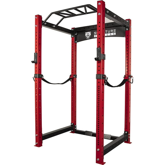 Signature Fitness SF-3 1,500 Pound Capacity 3 In. x 3 In. Exercise Power Cage Squat Rack, Includes J-Hooks and Safety Straps, Other Optional Accessories