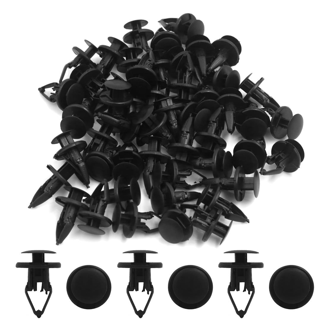 50Pcs Black Plastic Rivet Push-Type Fastener Retainer Clips 9.7mm for Car