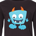 thumbnail image 4 of Inktastic Cute Monster, Little Monster, Blue Monster, Horns Long Sleeve Youth T-Shirt, 4 of 5