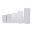 thumbnail image 1 of White Velvet Pillar Round Covers for Metal Cylinder Pedestal Stands 5Pc/Set (Covers Only) for Wedding, Party, Table Decor, Photo Backdrops, Floral Arrangement, 1 of 3